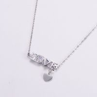 Women's Simple Style Letter Heart Shape Titanium Steel Rhinestone Pendant Necklace Inlay Stainless Steel Necklaces main image 4