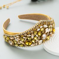 Fashion New Baroque Retro Exaggerated Colored Glass Crown Headband sku image 6