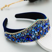 Fashion New Baroque Retro Exaggerated Colored Glass Crown Headband sku image 3