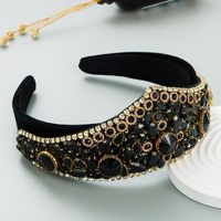 Fashion New Baroque Retro Exaggerated Colored Glass Crown Headband sku image 4