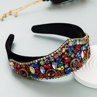 Fashion New Baroque Retro Exaggerated Colored Glass Crown Headband sku image 8