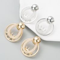 Fashion New Creative Hollow Rhinestone-encrusted Geometric Copper Earrings main image 1