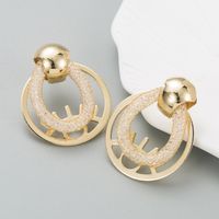 Fashion New Creative Hollow Rhinestone-encrusted Geometric Copper Earrings sku image 1