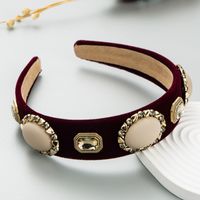 Fashion New Baroque Vintage Oval Resin Rhinestone Headband Flannel Accessories main image 5