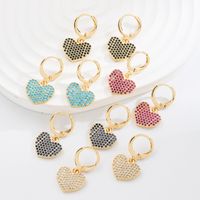 Fashion Copper-plated Gold Micro-inlaid Color Zircon Heart-shaped Earrings Ornament main image 1