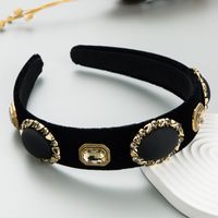 Fashion New Baroque Vintage Oval Resin Rhinestone Headband Flannel Accessories sku image 3