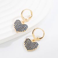 Fashion Copper-plated Gold Micro-inlaid Color Zircon Heart-shaped Earrings Ornament sku image 4