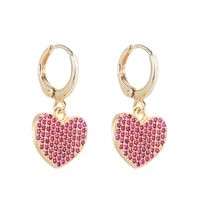 Fashion Copper-plated Gold Micro-inlaid Color Zircon Heart-shaped Earrings Ornament main image 4
