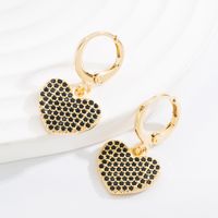 Fashion Copper-plated Gold Micro-inlaid Color Zircon Heart-shaped Earrings Ornament sku image 3