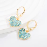 Fashion Copper-plated Gold Micro-inlaid Color Zircon Heart-shaped Earrings Ornament main image 3