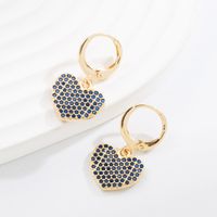 Fashion Copper-plated Gold Micro-inlaid Color Zircon Heart-shaped Earrings Ornament main image 2
