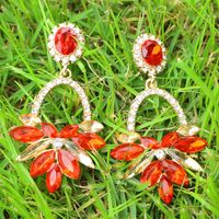 Women's Retro Bohemian Geometric Flowers Alloy Earrings Diamond Artificial Rhinestones Drop Earrings main image 5