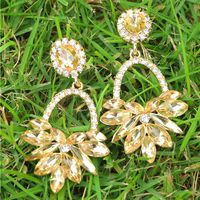 Women's Retro Bohemian Geometric Flowers Alloy Earrings Diamond Artificial Rhinestones Drop Earrings main image 4