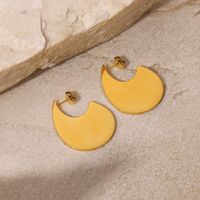 New Fashion Simple 18k Golden Smooth Drop Shape Round Stainless Steel Earrings main image 2