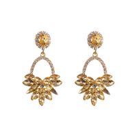 Women's Retro Bohemian Geometric Flowers Alloy Earrings Diamond Artificial Rhinestones Drop Earrings sku image 4