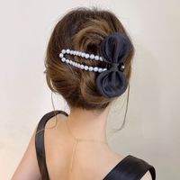 Fashion Mesh Pearl Barrettes Updo Duckbill Female Acrylic Hair Clip main image 2