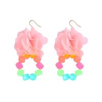 Women's Cute Sweet Pastoral Flowers Beaded Synthetic Yarn Cloth Earrings No Inlaid Drop Earrings main image 5