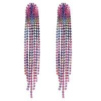 Women's Fashion Tassel Gradient Color Alloy Earrings Diamond Artificial Rhinestones Drop Earrings main image 4