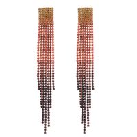 Women's Fashion Tassel Gradient Color Alloy Earrings Diamond Artificial Rhinestones Drop Earrings sku image 7