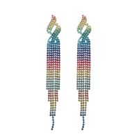 Women's Fashion Tassel Gradient Color Alloy Earrings Diamond Artificial Rhinestones Drop Earrings main image 3