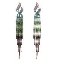 Women's Fashion Tassel Gradient Color Alloy Earrings Diamond Artificial Rhinestones Drop Earrings sku image 5