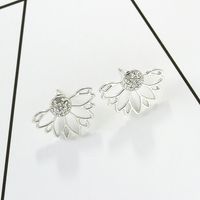 Wholesale Jewelry 1 Pair Simple Style Lotus Alloy Artificial Diamond Gold Plated Silver Plated Ear Studs main image 6
