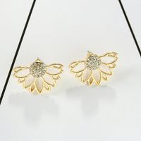 Wholesale Jewelry 1 Pair Simple Style Lotus Alloy Artificial Diamond Gold Plated Silver Plated Ear Studs main image 5