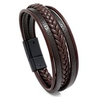 Retro Multilayer Leather  Simple Magnet Buckle  Leather Bracelet sku image 1