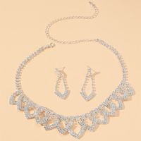 Women's Luxury Fashion Sector Rhombus Alloy Rhinestone Earrings Necklace Jewelry Set Plating Inlay Zircon main image 2