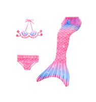 New Style Gradient Color Children's Mermaid Tail Swimsuit Three-piece Suit main image 2