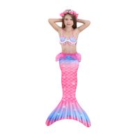 New Style Gradient Color Children's Mermaid Tail Swimsuit Three-piece Suit main image 3