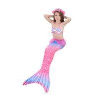 New Style Gradient Color Children's Mermaid Tail Swimsuit Three-piece Suit main image 4