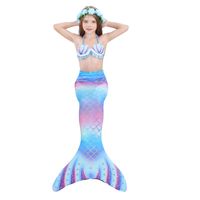New Style Gradient Color Children's Mermaid Tail Swimsuit Three-piece Suit main image 8