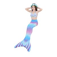 New Style Gradient Color Children's Mermaid Tail Swimsuit Three-piece Suit main image 9