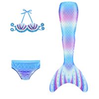 New Style Gradient Color Children's Mermaid Tail Swimsuit Three-piece Suit sku image 1