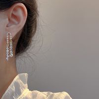 Fashion Alloy Tassel Earrings Daily Inlay Zircon Drop Earrings As Shown In The Picture main image 1