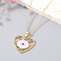 Women's Vintage Style Devil's Eye Heart Shape Copper Necklace Inlaid Zircon Zircon Necklaces sku image 1