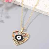 Women's Vintage Style Devil's Eye Heart Shape Copper Necklace Inlaid Zircon Zircon Necklaces sku image 2