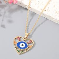 Women's Vintage Style Devil's Eye Heart Shape Copper Necklace Inlaid Zircon Zircon Necklaces sku image 3