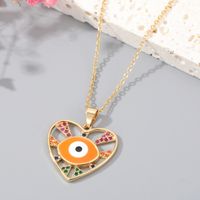 Women's Vintage Style Devil's Eye Heart Shape Copper Necklace Inlaid Zircon Zircon Necklaces sku image 4