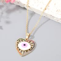 Women's Vintage Style Devil's Eye Heart Shape Copper Necklace Inlaid Zircon Zircon Necklaces sku image 5