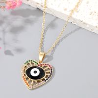 Women's Vintage Style Devil's Eye Heart Shape Copper Necklace Inlaid Zircon Zircon Necklaces sku image 6