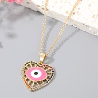 Women's Vintage Style Devil's Eye Heart Shape Copper Necklace Inlaid Zircon Zircon Necklaces sku image 7
