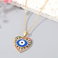 Women's Vintage Style Devil's Eye Heart Shape Copper Necklace Inlaid Zircon Zircon Necklaces sku image 8