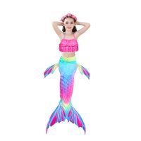 New Style Colorful Children's Mermaid Tail Shape Swimsuit Three-piece Suit main image 2