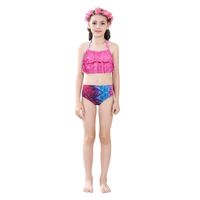 New Style Colorful Children's Mermaid Tail Shape Swimsuit Three-piece Suit main image 3