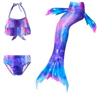 New Style Colorful Children's Mermaid Tail Shape Swimsuit Three-piece Suit main image 9