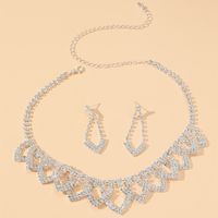 Women's Luxury Fashion Sector Rhombus Alloy Rhinestone Earrings Necklace Jewelry Set Plating Inlay Zircon sku image 1