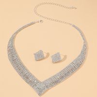 Women's Luxury Fashion Rhombus Alloy Rhinestone Earrings Necklace Jewelry Set Plating Diamond Rhinestone 1 Set main image 3