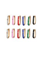Women's Basic Fashion Rectangle Copper Zircon Earrings Stoving Varnish Hoop Earrings main image 3